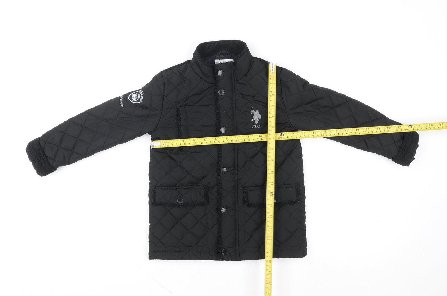 U.S. Polo Assn. Boys Black Quilted Mid-Length Jacket 6-7 Years