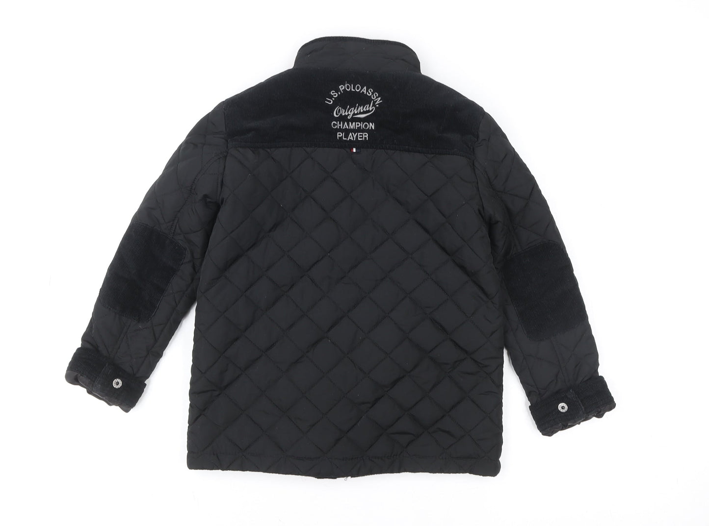 U.S. Polo Assn. Boys Black Quilted Mid-Length Jacket 6-7 Years