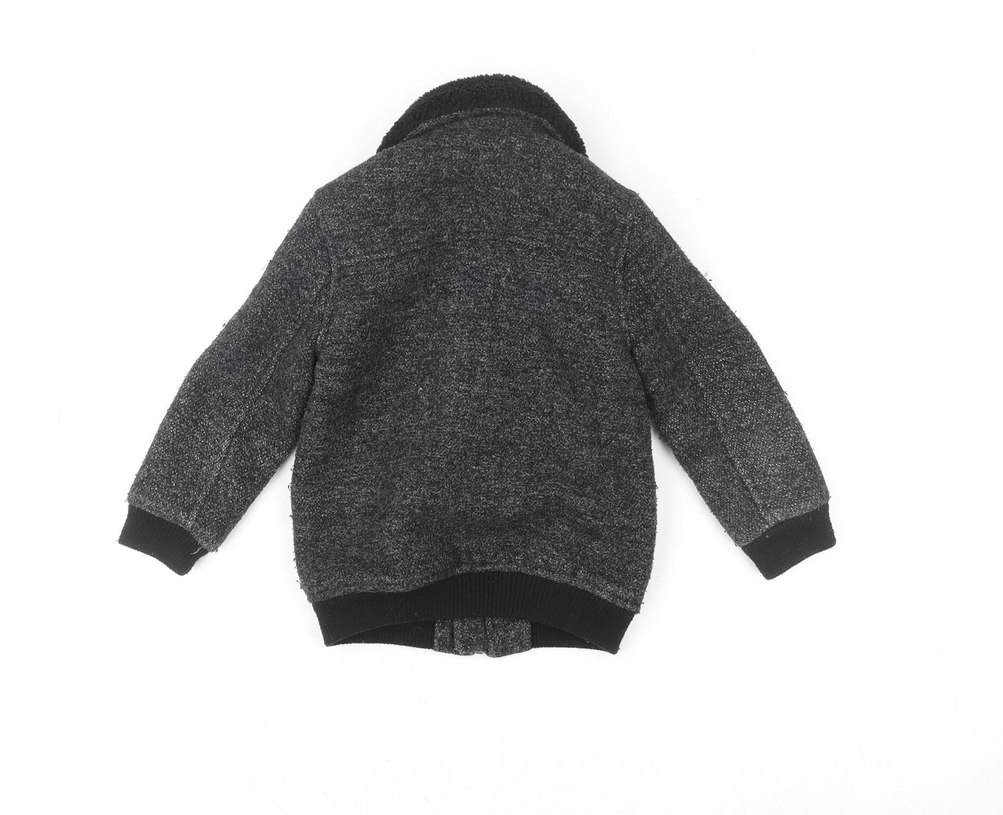 River Island Girls Grey Wool Blend Bomber Jacket 2-3 Years Lined Zip