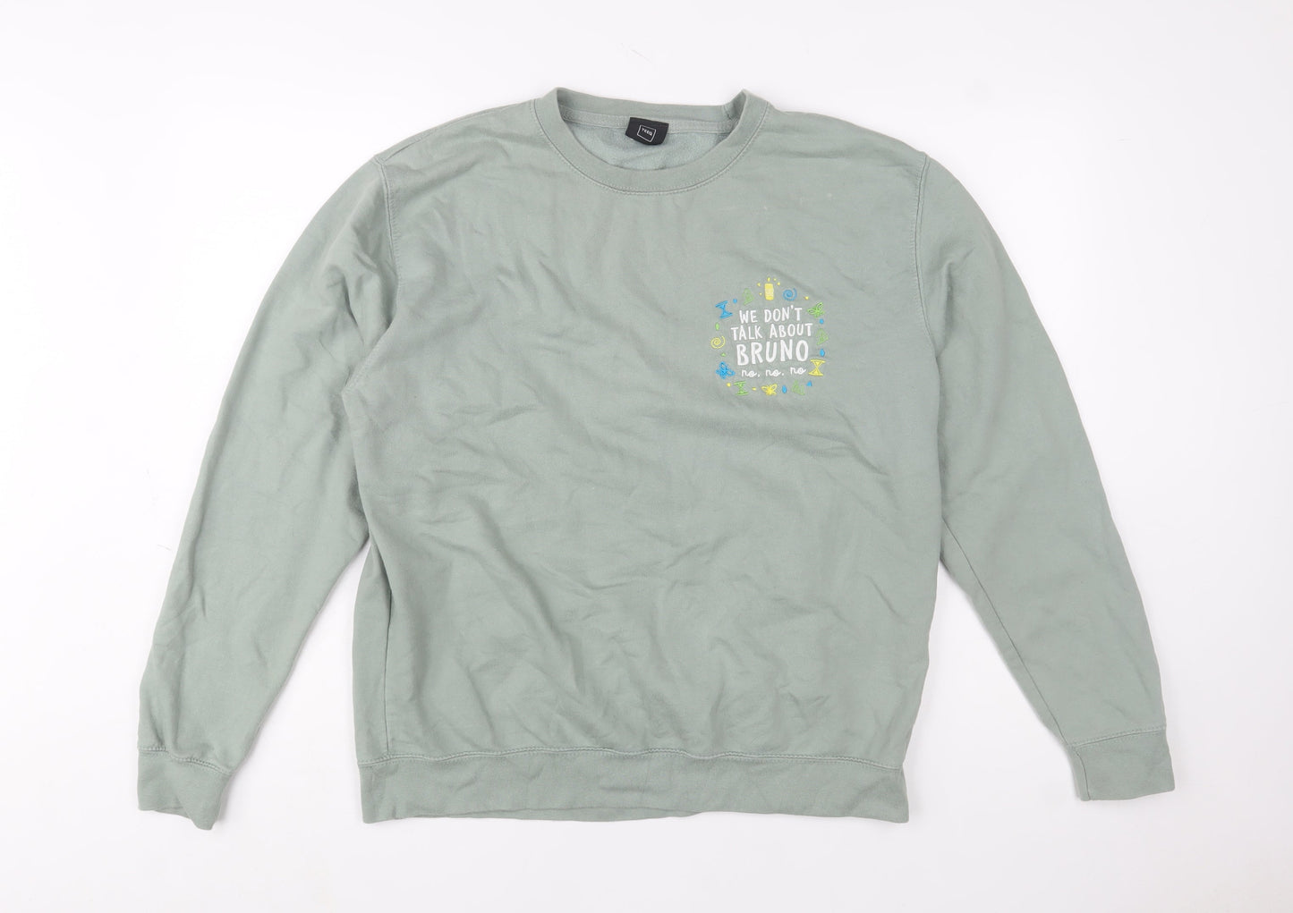 TEEQ Men's Green 'We Don't Talk About Bruno' Sweatshirt Size L