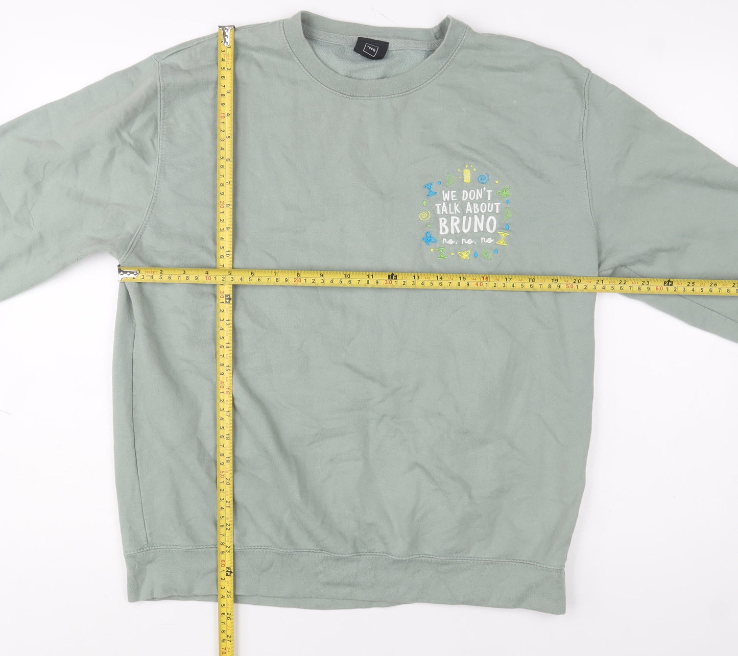 TEEQ Men's Green 'We Don't Talk About Bruno' Sweatshirt Size L