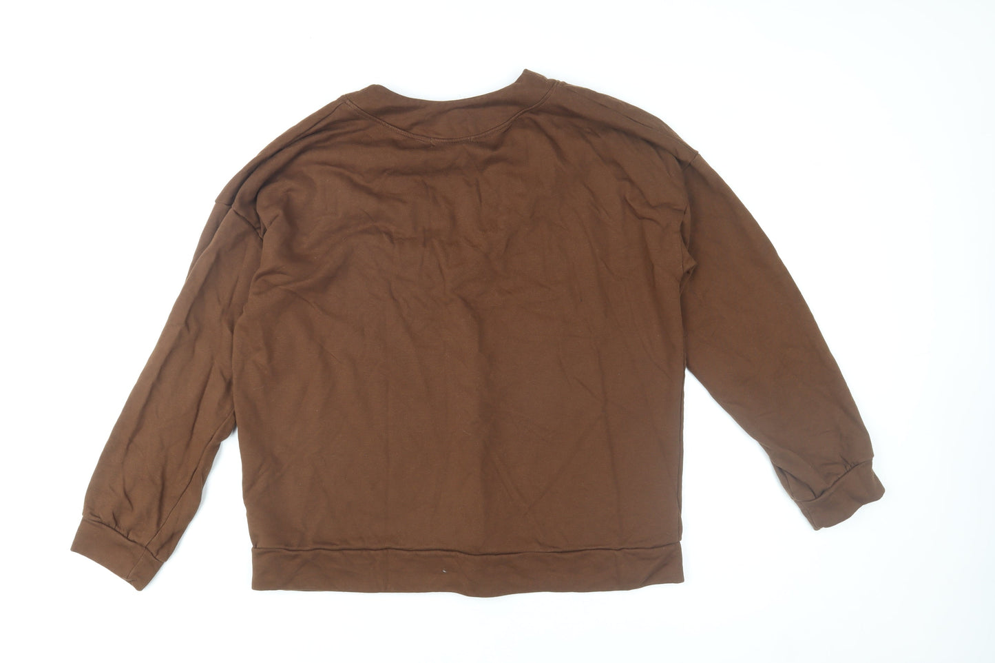 Ellos Women Brown V-Neck Pullover Sweatshirt Size 16/18 Cotton Blend