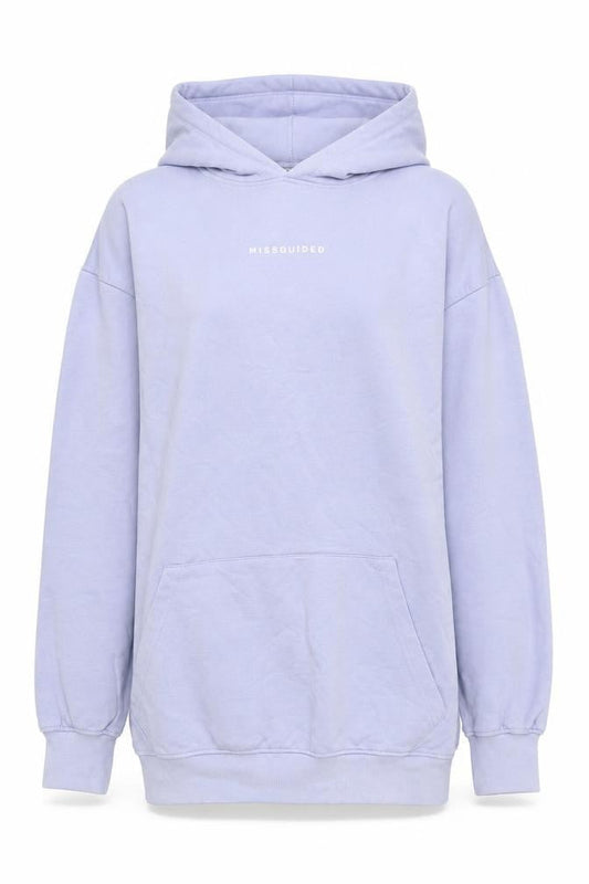Front view of Missguided Women’s Lilac Pullover Hoodie UK 8 Relaxed Fit Cotton Blend