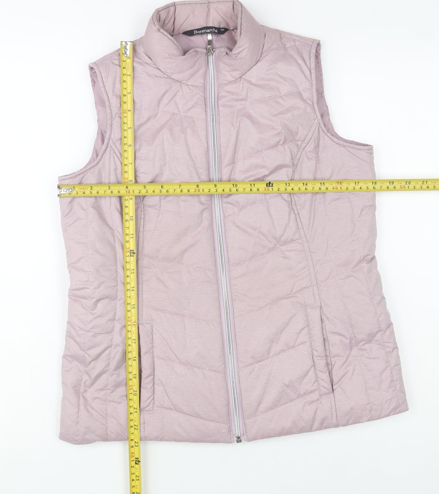 Bonmarché Women Pink Size 10 Padded Lightweight Zip Waistcoat