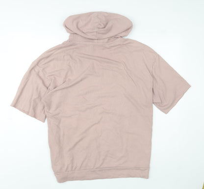 Additional front view of Zara Man Pink Short Sleeve Pullover Hoodie, size L
