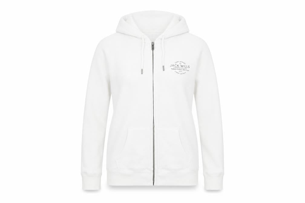 Jack Wills Womens White Size 12 Hooded Full Zip Fleece Jacket