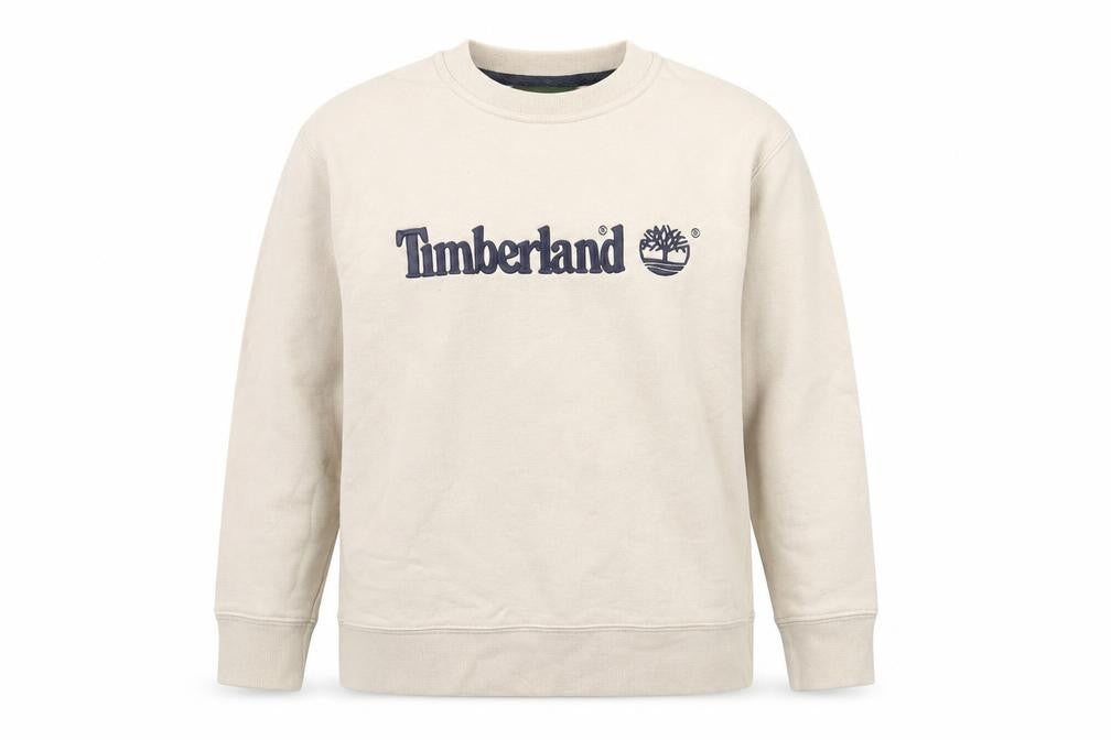 Timberland Women Beige Crew Neck Logo Pullover Sweatshirt Size 10