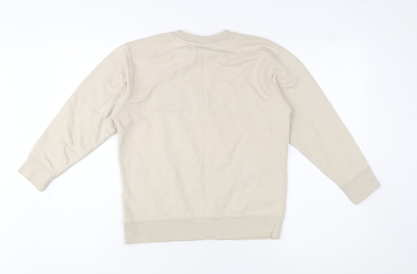 Timberland Women Beige Crew Neck Logo Pullover Sweatshirt Size 10
