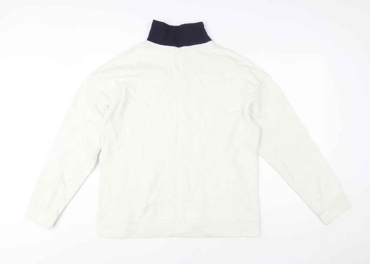 Muah Muah Unisex White 1/4 Zip Cotton Sweatshirt M