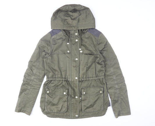 Topshop Women Green UK 8 Hooded Cotton Parka Jacket
