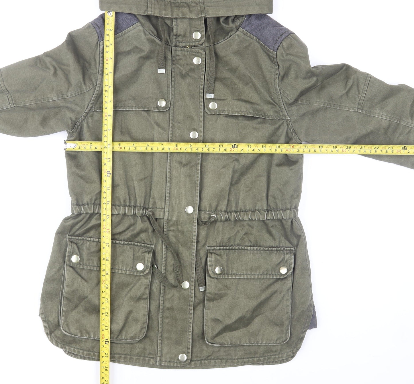 Topshop Women Green UK 8 Hooded Cotton Parka Jacket