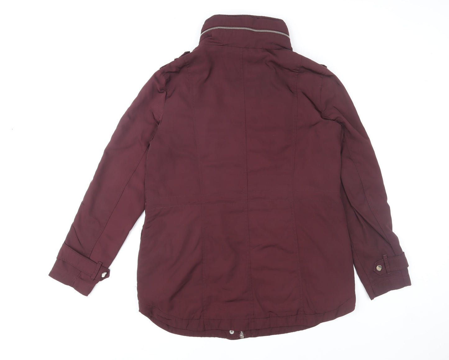 Next Women's Burgundy Parka Jacket Size 12 Lined Polyester Mid-Length