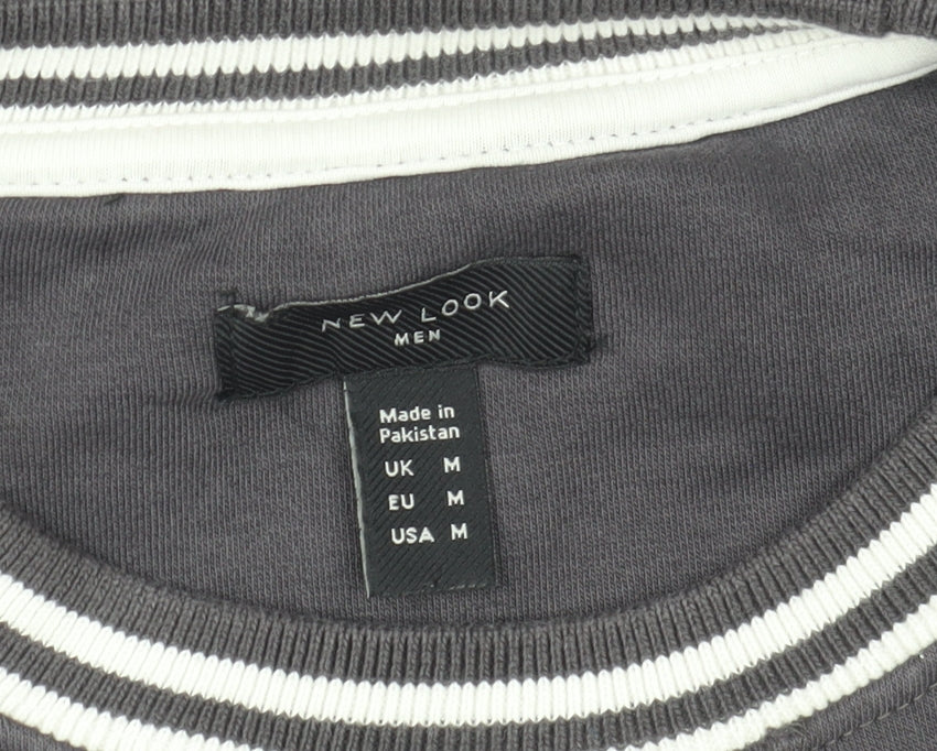 New Look Men Grey New York Crew Neck Sweatshirt Size M