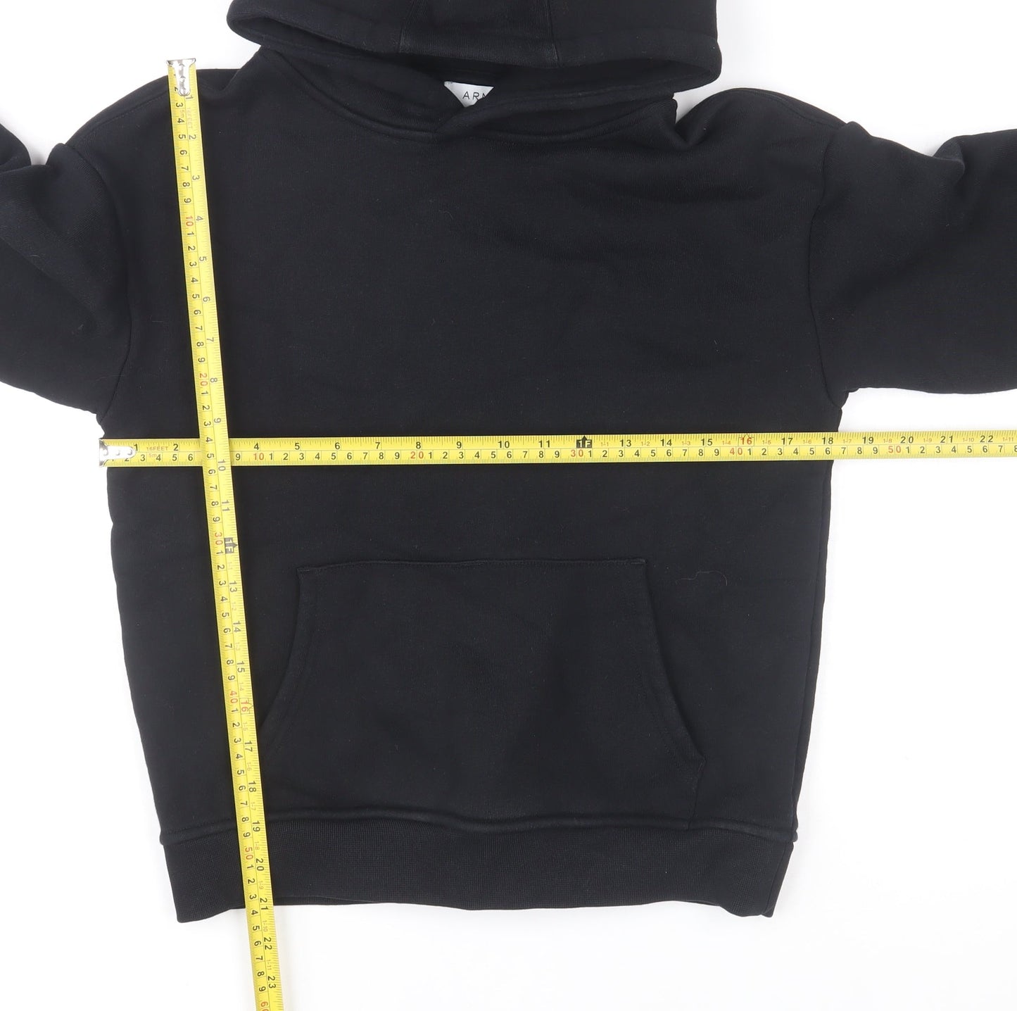 ARNE Men's Black Pullover Hoodie XS Fleece Cotton Blend