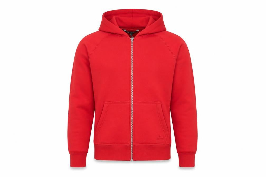 French Connection Men's Red Hooded Full Zip Basic Jacket M