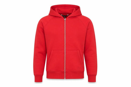 French Connection Men's Red Hooded Full Zip Basic Jacket M