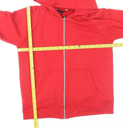 Back view of French Connection Men's Red Hooded Full Zip Basic Jacket M