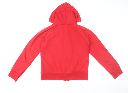 Close-up detail of French Connection Men's Red Hooded Full Zip Basic Jacket M