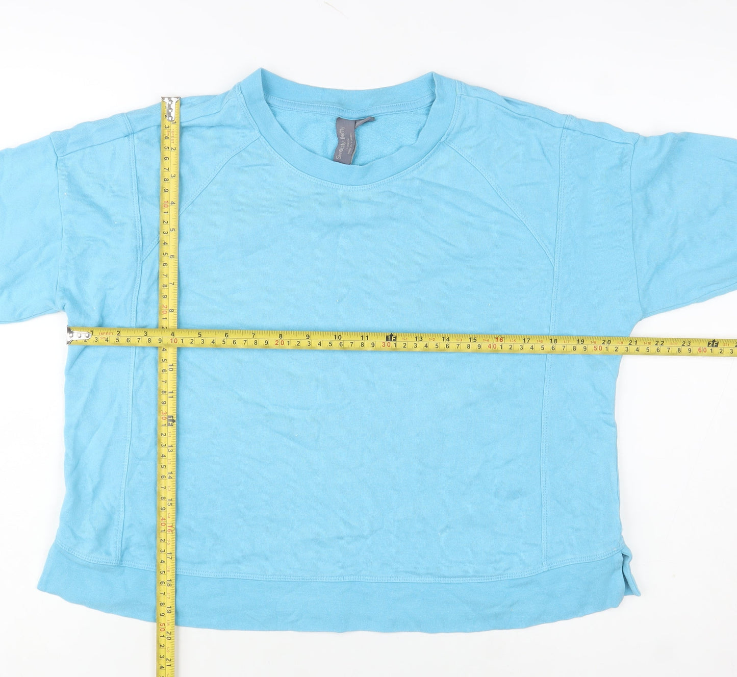 Sweaty Betty Women's Blue Crew Neck Cotton Modal Pullover Sweatshirt Size S