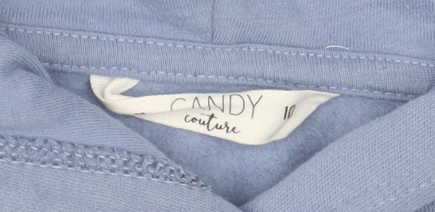Candy Couture Girls Blue Pullover Hoodie 10 Years Graphic Print