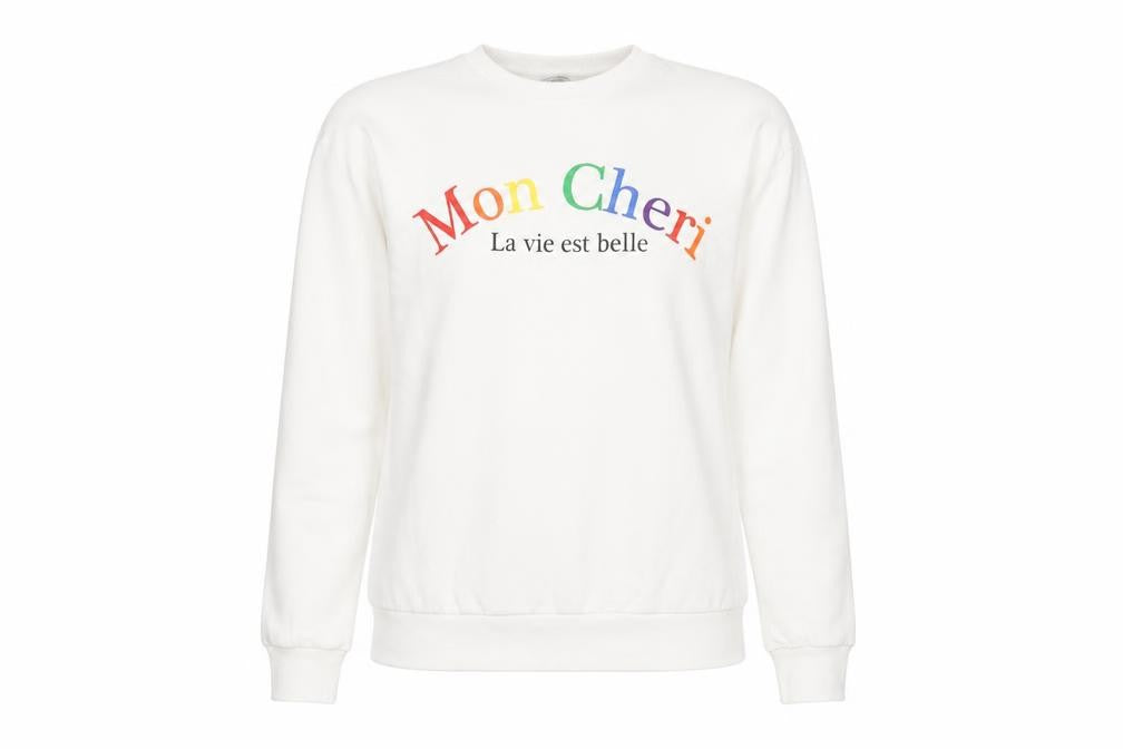 George Women White Mon Cheri Rainbow Print Pullover Sweatshirt Size M