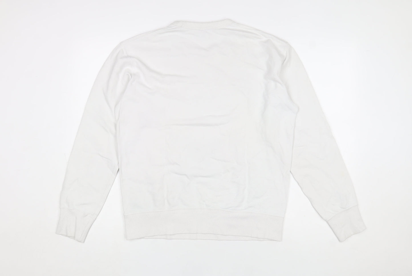 Uniqlo Men White Graphic Art Sweatshirt S Pullover Crew Neck MFA Boston