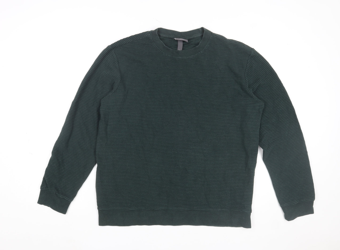 H&M Men's Green Regular Fit Crew Neck Knit Sweatshirt Size M