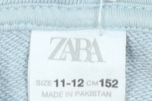 Zara Boys Light Grey Pullover Hoodie Size 11-12 Years Cotton Blend