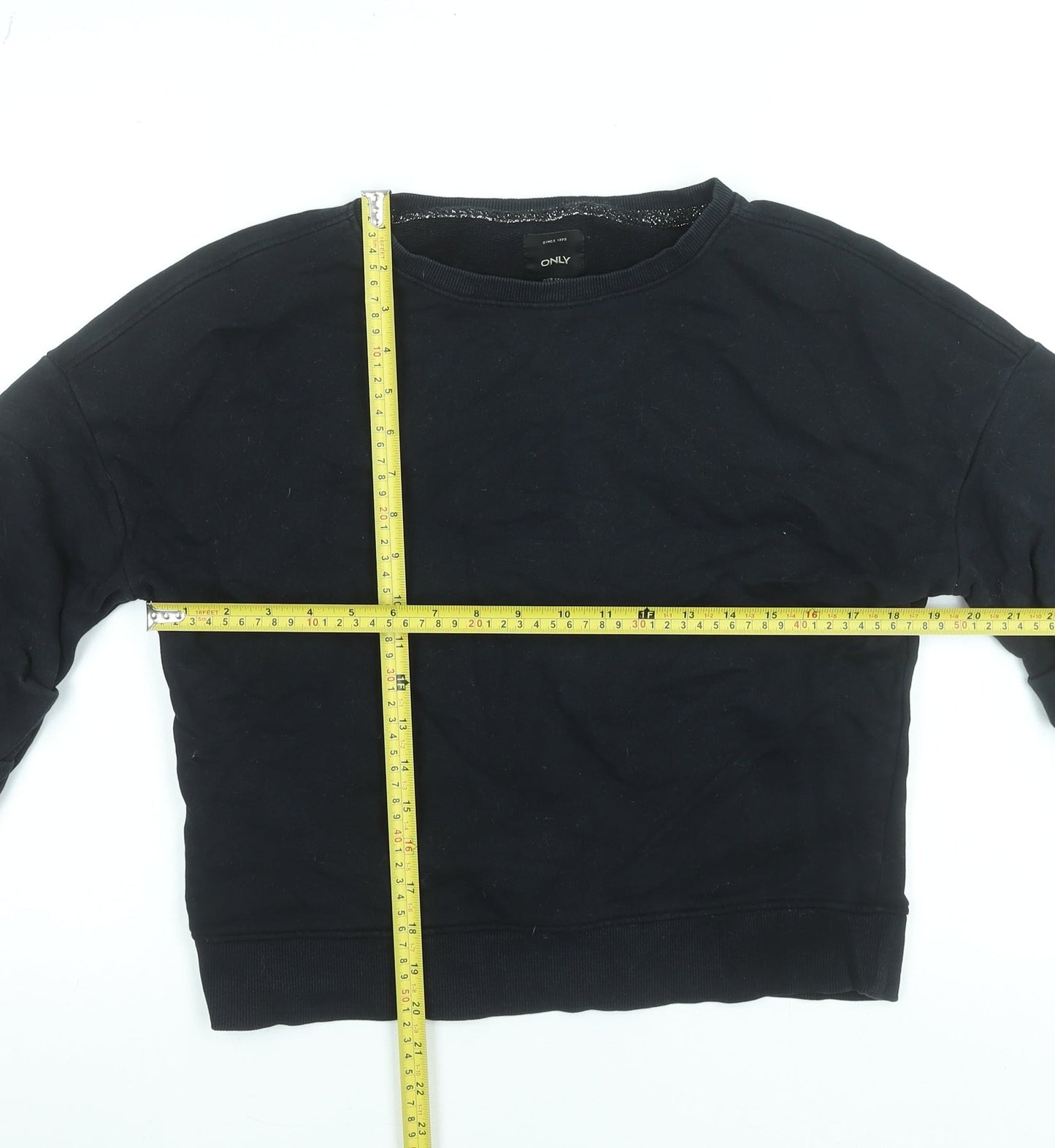 ONLY Women's Black XS Pullover Sweatshirt 100% Cotton Casual
