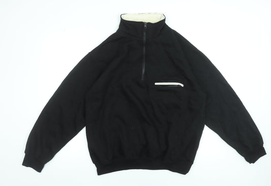 Rockland Men's Black 1/4 Zip Fleece Sweatshirt Size L
