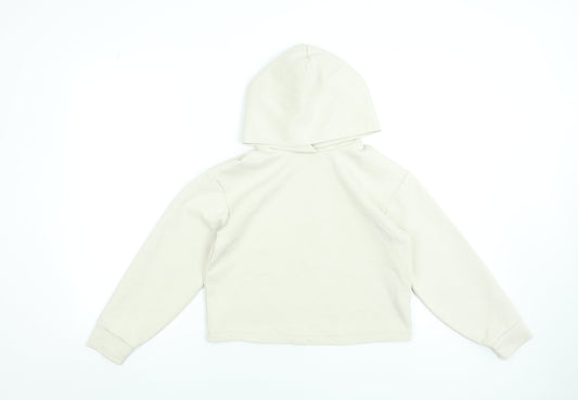 Uniqlo Girls Beige Pullover Hoodie 13-14 Years Regular Fit Stretch