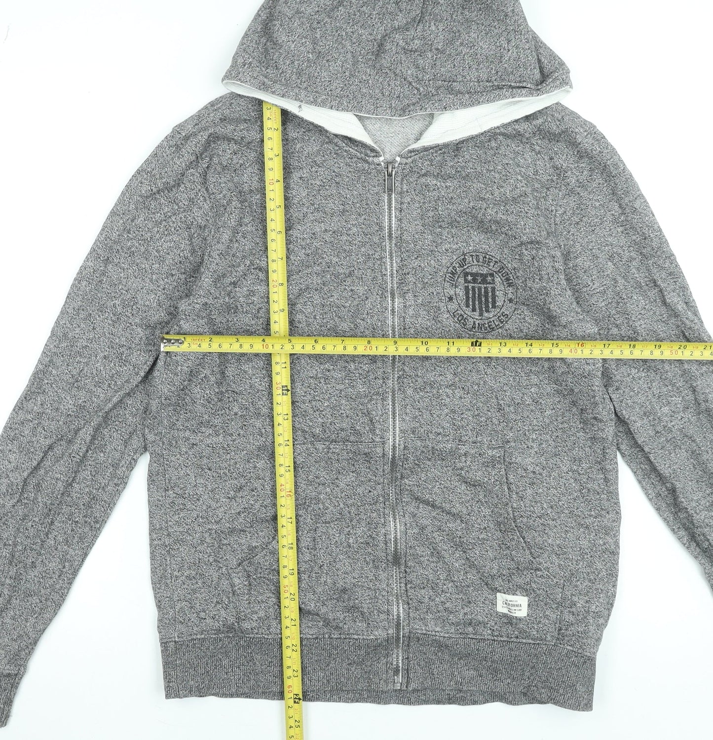H&M Boys Grey Full Zip Hoodie 14 Years Cotton Casual Sweatshirt