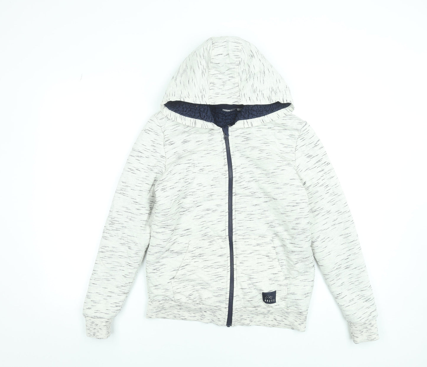 Pepperts Boys Beige Full Zip Hoodie 12-14 Years Cotton Blend Lined Jacket