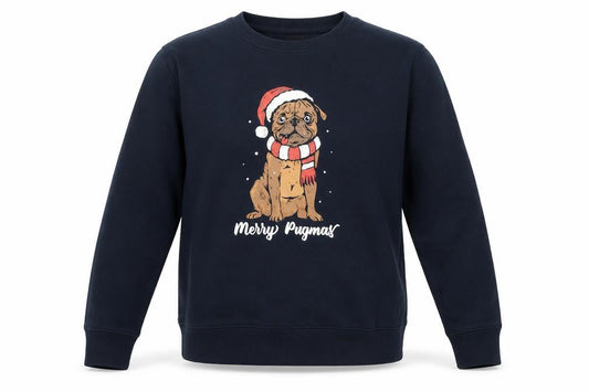 Marks & Spencer Mens Blue Christmas Pug Sweatshirt Medium Pullover