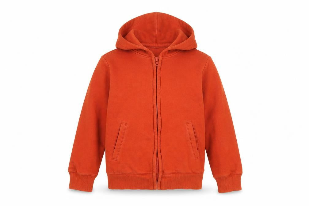 UNIQLO Boys Orange Full Zip Hoodie Cotton Blend Size 130 (7-8 Years)