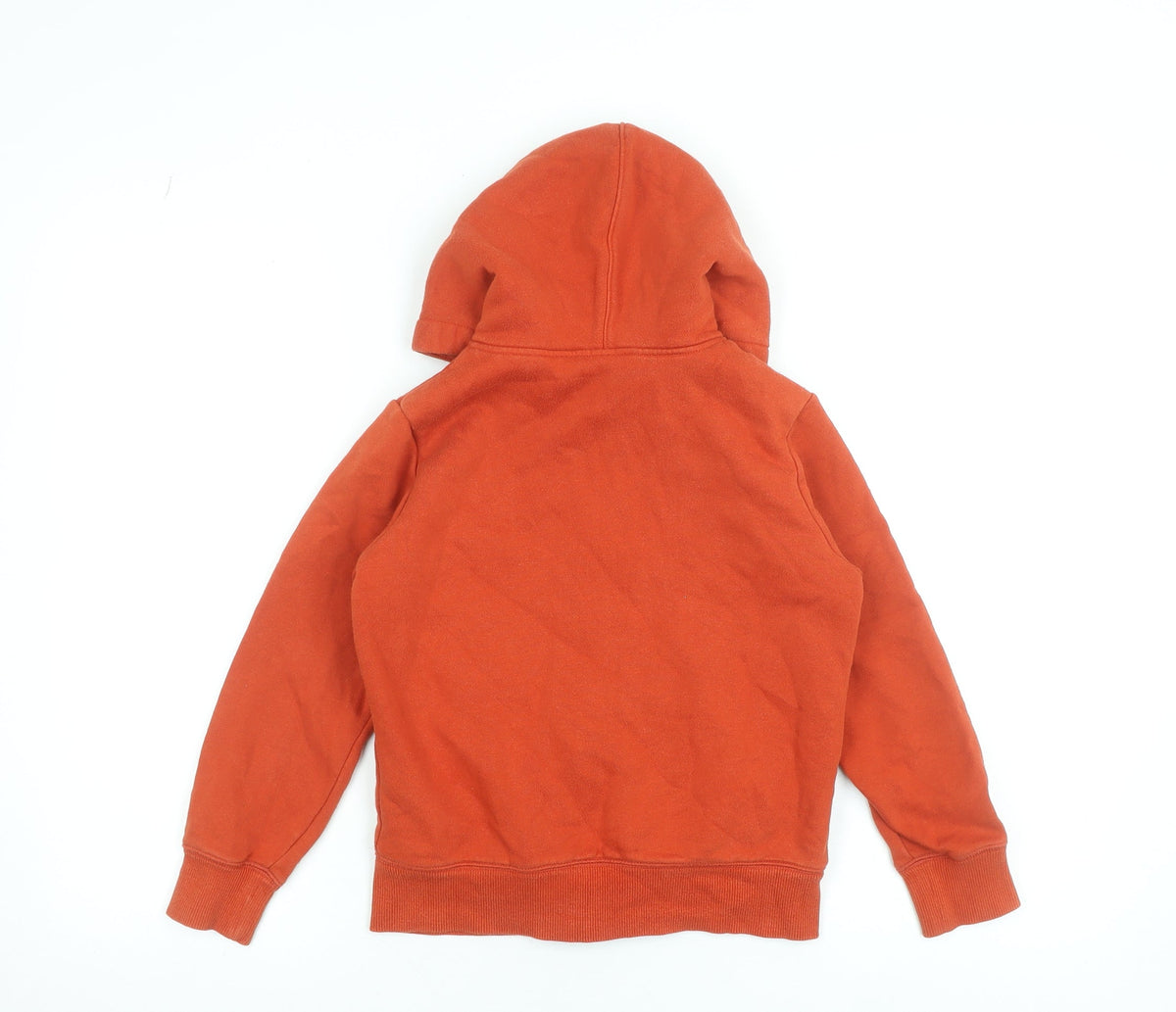 UNIQLO Boys Orange Full Zip Hoodie Cotton Blend Size 130 (7-8 Years)