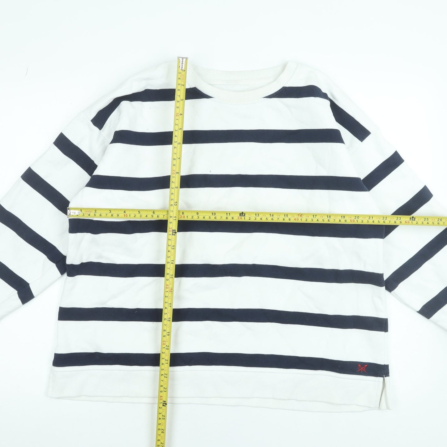 Crew Clothing Company Womens Navy White Striped Cotton Sweatshirt Size 18