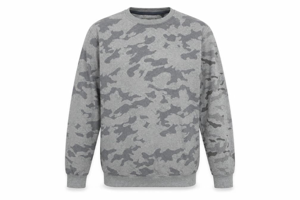 Khan Men's Grey Camouflage Cotton Pullover Sweatshirt XL