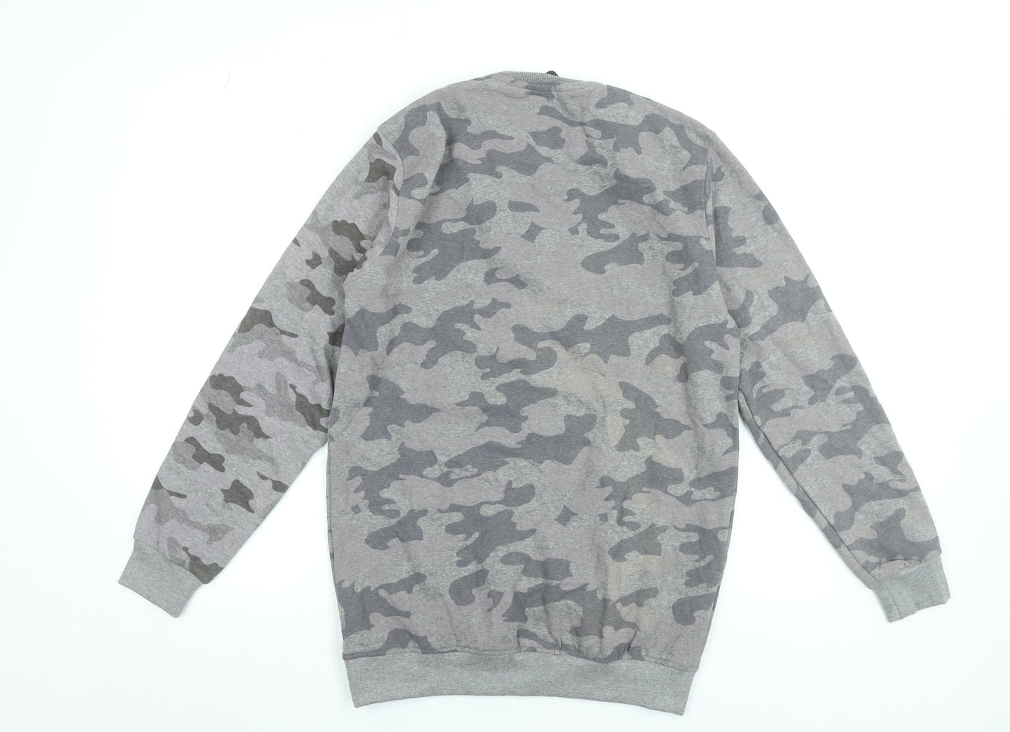 Khan Men's Grey Camouflage Cotton Pullover Sweatshirt XL