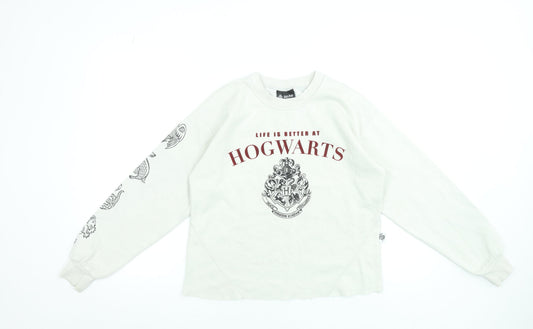 Harry Potter Women’s Beige Hogwarts Sweatshirt Size S 8-10 Pullover