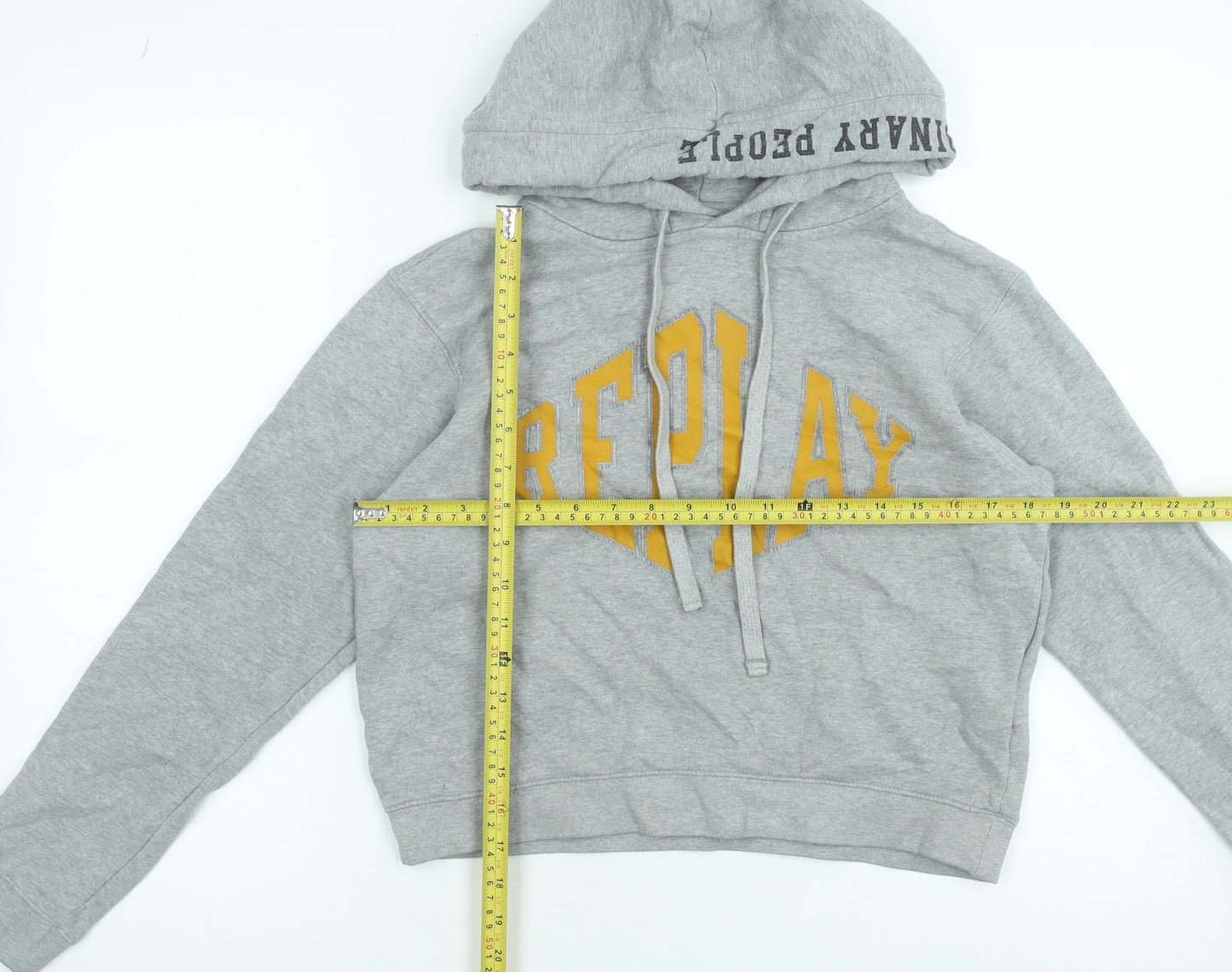 Replay Womens Grey Hoodie Medium Pullover Cotton Blend Casual