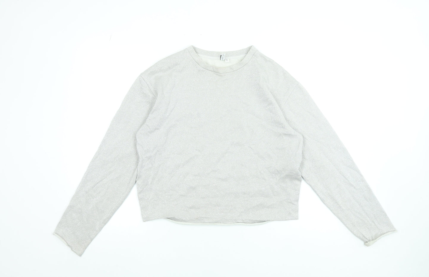 & Other Stories Women Silver Long Sleeve Pullover Sweatshirt Size 8