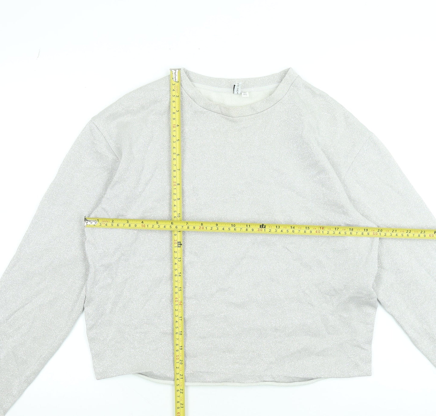 & Other Stories Women Silver Long Sleeve Pullover Sweatshirt Size 8