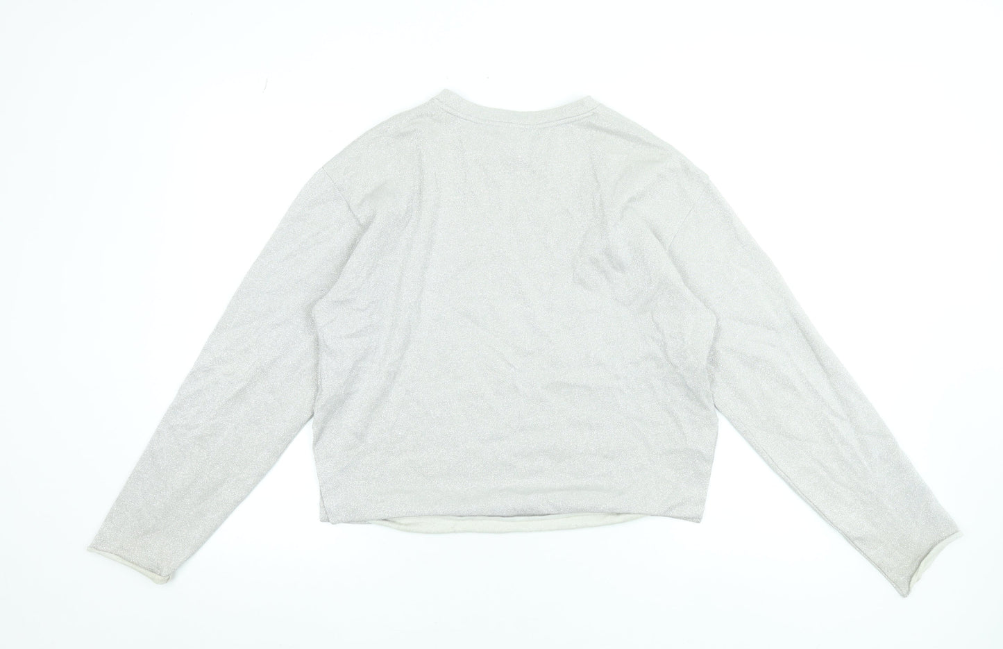 & Other Stories Women Silver Long Sleeve Pullover Sweatshirt Size 8