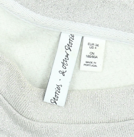 & Other Stories Women Silver Long Sleeve Pullover Sweatshirt Size 8