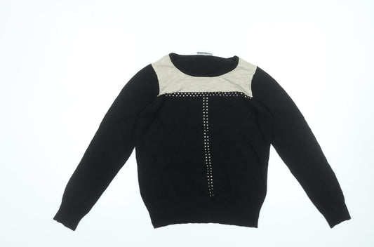 Wallis Womens Black Studded Round Neck Jumper Size 12