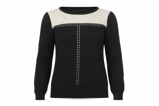 Wallis Womens Black Studded Round Neck Jumper Size 12