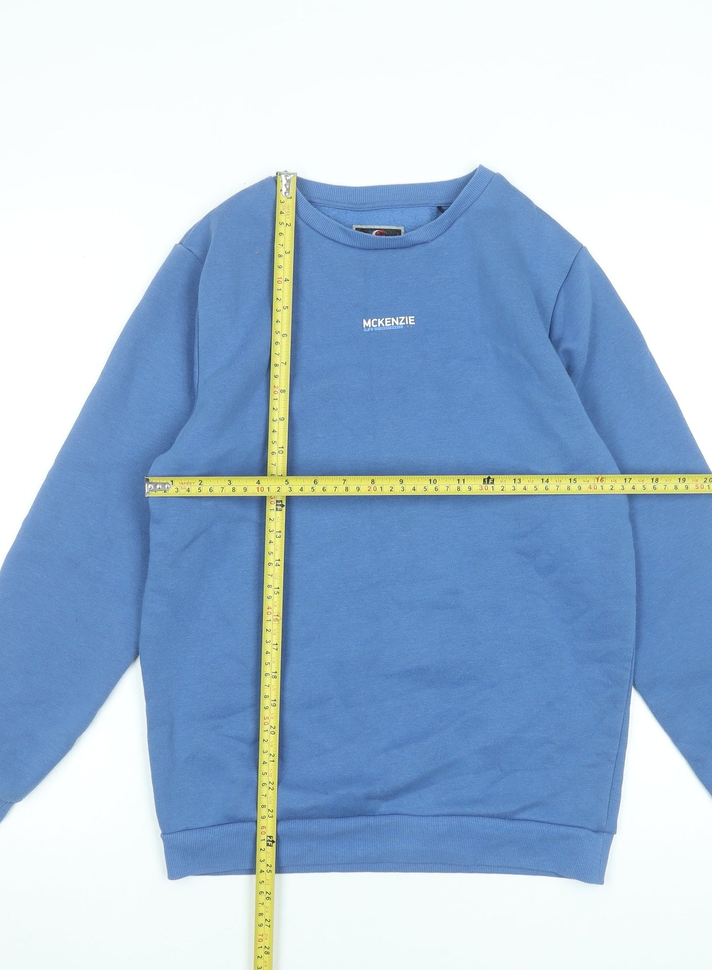 McKenzie Boys Blue Pullover Sweatshirt 13-14 Years Fleece Cotton Blend