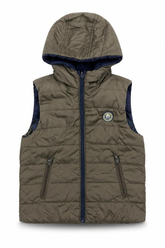 Zara Boys Green Hooded Quilted Bodywarmer Gilet 6-7 Years Nylon Puffer