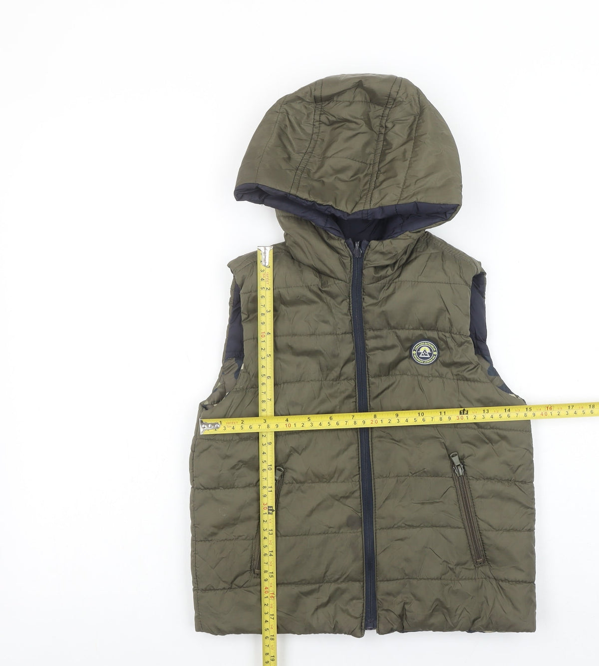 Zara Boys Green Hooded Quilted Bodywarmer Gilet 6-7 Years Nylon Puffer
